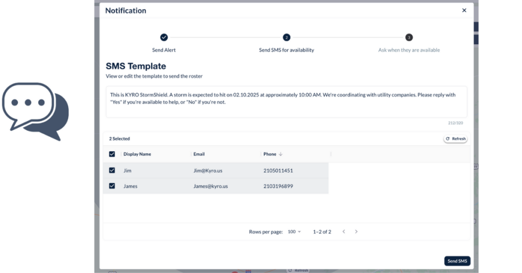 Roll Call – SMS Check-In for Storm Crew Availability